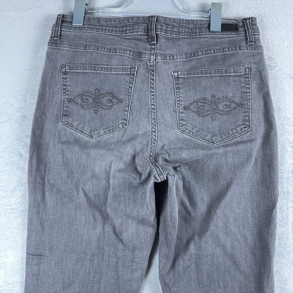 Lee Jeans Womens Size 12S Straight Leg Classic Fit Embroidered Back Pockets Gray - Picture 3 of 10